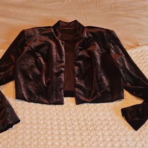Elegant Velvet Women's Jacket - Brown Medium